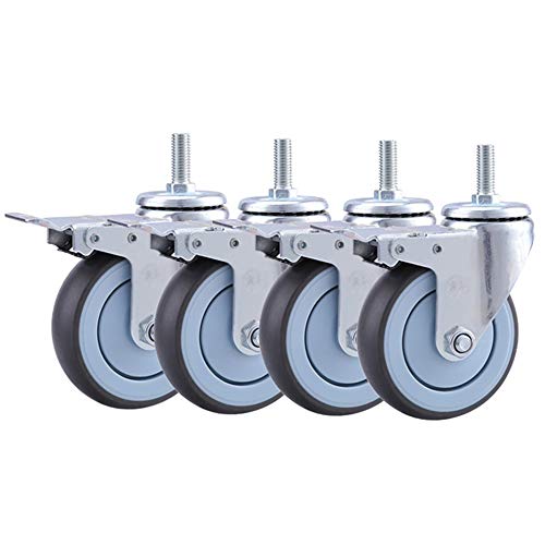 HUUOQIWY Lenkrollen, M12-Stamm-Gummirollen(2 Swivel+2 Brake Casters,M12-65mm(2.5in)) von HUUOQIWY