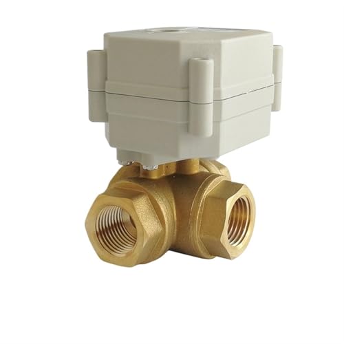 HUUOQIWY TF15-BH3-C AC/DC9V-24V Messing 1/2'' Horizontal 3 Weg T/L Typ Power Off Rücklauf Betätigten Kugelhahn Mit Anzeige(CR202 Wiring,T Bore Flow D) von HUUOQIWY
