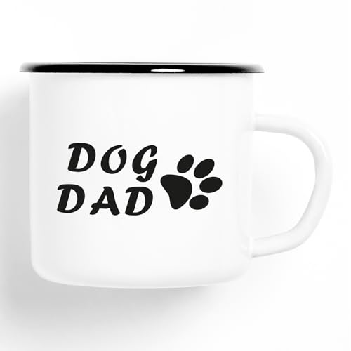 HUURAA! Emaille Tasse Dog Dad Tapse 300ml Vintage Kaffeetasse mit Motiv für alle Hundemenschen von HUURAA