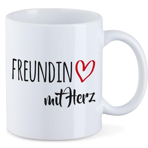 HUURAA Kaffeetasse Freundin mit Herz Keramik Tasse 330ml mit Motiv Geschenk für die tollsten Menschen von HUURAA