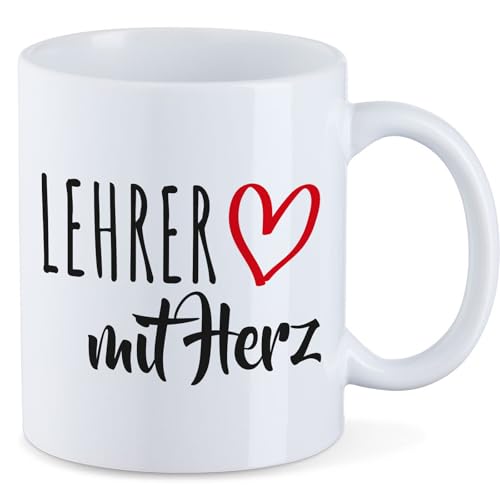 HUURAA Kaffeetasse Lehrer mit Herz Keramik Tasse 330ml mit Motiv Geschenk Idee für die tollsten Menschen von HUURAA