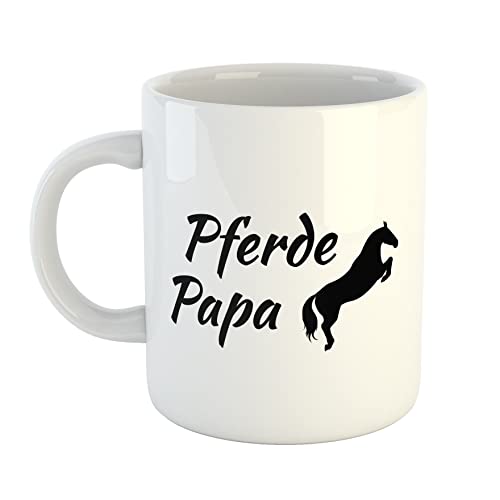 HUURAA Kaffeetasse Pferdepapa Silhouette Keramik Tasse 330ml mit Motiv Geschenk für alle Pferdemenschen von HUURAA