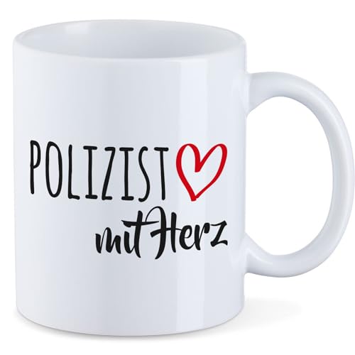 HUURAA Kaffeetasse Polizist mit Herz Keramik Tasse 330ml mit Motiv Geschenk Idee für die tollsten Menschen von HUURAA