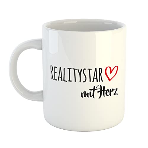 HUURAA Kaffeetasse Realitystar mit Herz Keramik Tasse 330ml mit Motiv Geschenk für die tollsten Menschen von HUURAA