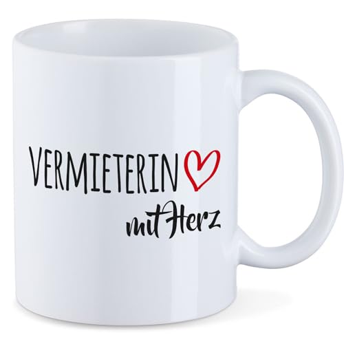 HUURAA Kaffeetasse Vermieterin mit Herz Keramik Tasse 330ml mit Motiv Geschenk für die tollsten Menschen von HUURAA