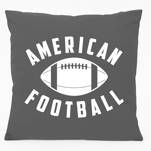 HUURAA Kissen American Football Ball Deko Kopfkissen mit Füllung 40x40cm Größe Steel Grey mit Motiv für alle Football Fans Geschenk Idee für Freunde und Familie von HUURAA