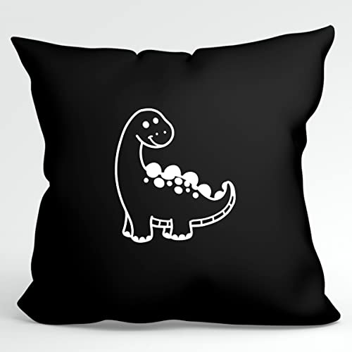 Huuraa Kissen Apatosaurus Dinosaurier Deko Kopfkissen mit Füllung 40x40cm Größe Black mit Motiv für alle Dino Fans Geschenk Idee für Freunde und Familie von Huuraa