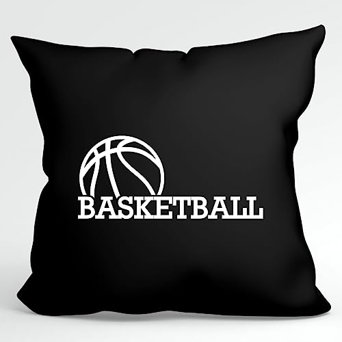 HUURAA Kissen Basketball Ball Deko Kopfkissen mit Füllung 40x40cm Größe Black mit Motiv für alle Basketball Fans Geschenk Idee für Freunde und Familie von HUURAA