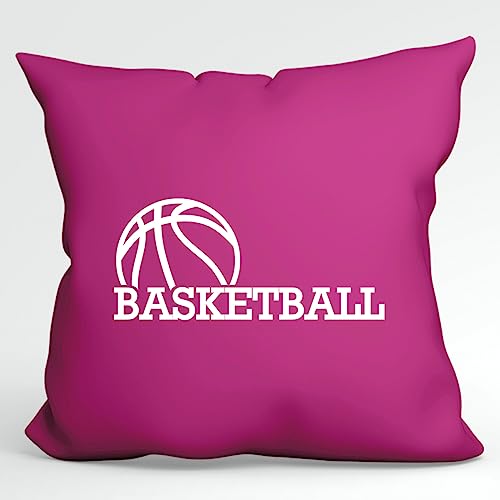 HUURAA Kissen Basketball Ball Deko Kopfkissen mit Füllung 40x40cm Größe Fuchsia mit Motiv für alle Basketball Fans Geschenk Idee für Freunde und Familie von HUURAA