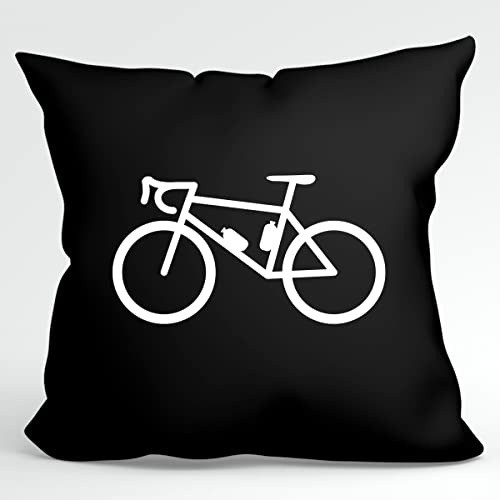 HUURAA Kissen Bike Fahrrad Deko Kissenbezug ohne Füllung 40x40cm Größe Black mit Motiv für alle Biker Geschenk Idee für Freunde und Familie von HUURAA