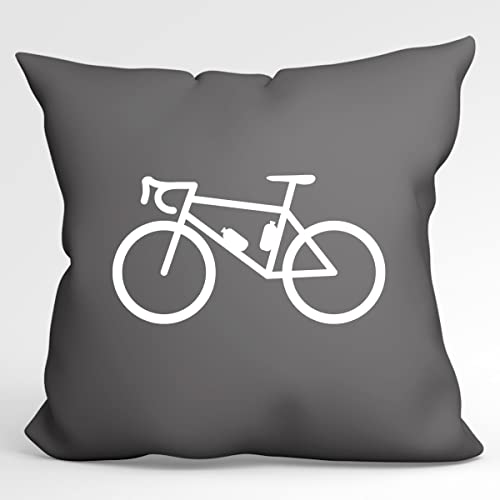 HUURAA Kissen Bike Fahrrad Deko Kissenbezug ohne Füllung 40x40cm Größe Steel Grey mit Motiv für alle Biker Geschenk Idee für Freunde und Familie von HUURAA