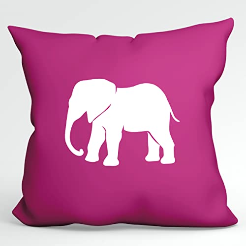 HUURAA Kissen Elefant Silhouette Deko Kissenbezug ohne Füllung 40x40cm Größe Fuchsia mit Motiv für alle Tierfreunde Geschenk Idee für Freunde und Familie von HUURAA