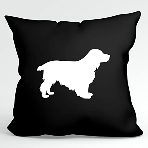 HUURAA Kissen English Cocker Spaniel Silhouette Deko Kopfkissen mit Füllung 40x40cm Größe Black mit Motiv für Hundefreunde Geschenk Idee für Freunde und Familie von HUURAA