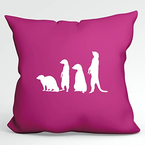 HUURAA Kissen Erdmännchen Silhouette Deko Kopfkissen mit Füllung 40x40cm Größe Fuchsia mit Motiv für alle Tierfreunde Geschenk Idee für Freunde und Familie von HUURAA