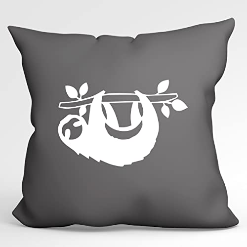 HUURAA Kissen Faultier Silhouette Deko Kissenbezug ohne Füllung 40x40cm Größe Steel Grey mit Motiv für alle Tierfreunde Geschenk Idee für Freunde und Familie von HUURAA