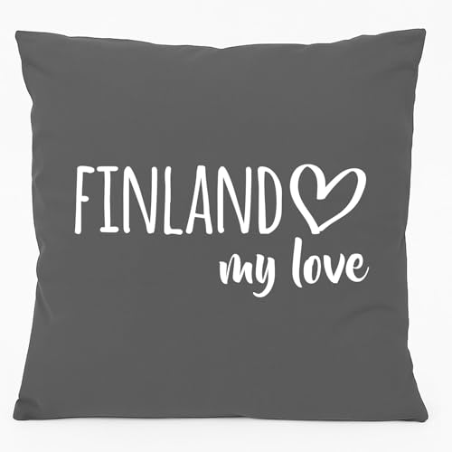 Huuraa Sofakissen Finland My Love Geschenk 40x40cm mit Füllung Steel Grey Baumwolle Finland Mitbringsel Huuraa Sofakissen Finland My Love Geschenk 40x40cm mit Füllung Steel Grey Baumwolle Finland Mitbringsel von Huuraa