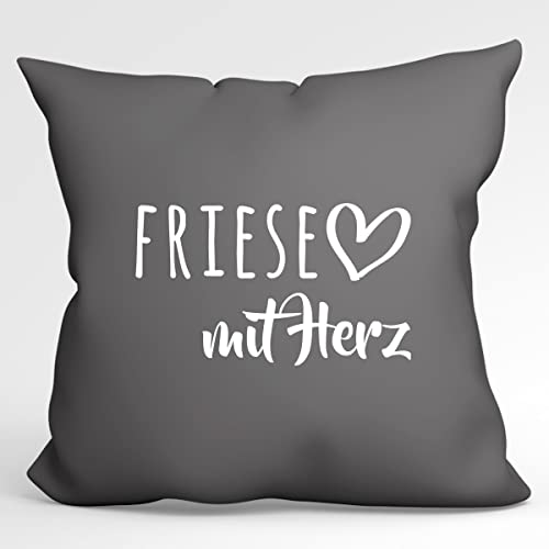 HUURAA Kissen Friese mit Herz Deko Kissenbezug ohne Füllung 40x40cm Steel Grey mit Motiv für die tollsten Menschen Geschenk Idee für Freunde und Familie von HUURAA