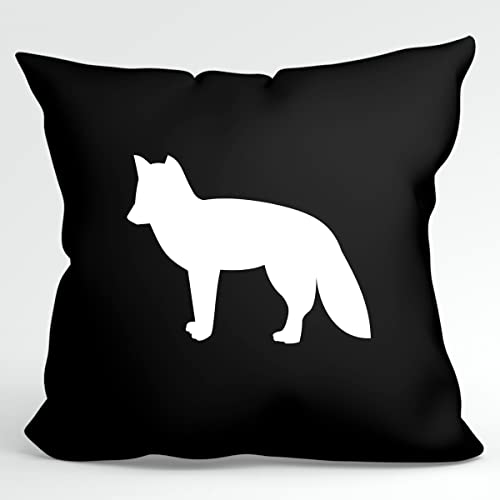 HUURAA Kissen Fuchs Silhouette Deko Kissenbezug ohne Füllung 40x40cm Größe Black mit Motiv für alle Tierfreunde Geschenk Idee für Freunde und Familie von HUURAA