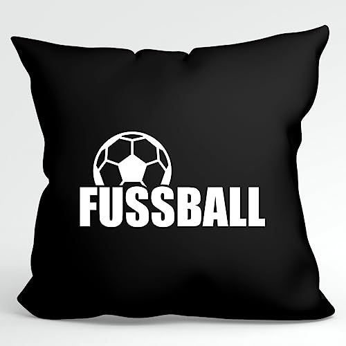 HUURAA Kissen Fussball Ball Deko Kissenbezug ohne Füllung 40x40cm Größe Black mit Motiv für alle Soccer Fans Geschenk Idee für Freunde und Familie von HUURAA