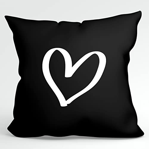 HUURAA Kissen Herz Heart Deko Kopfkissen mit Füllung 40x40cm Größe Black mit Motiv für die tollsten Menschen Geschenk Idee für Freunde und Familie von HUURAA