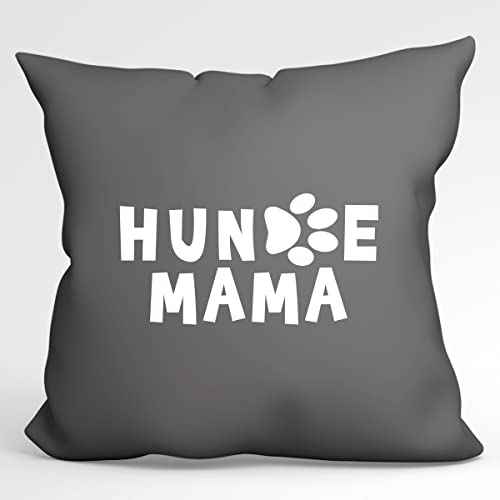 HUURAA Kissen Hundemama Tapse Deko Kopfkissen mit Füllung 40x40cm Steel Grey mit Motiv für alle Hundemenschen Geschenk Idee für Freunde und Familie von HUURAA