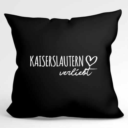 HUURAA Kissen Kaiserslautern verliebt Deko Kissenbezug ohne Füllung 40x40cm Größe Black mit Namen deiner Lieblingsstadt in Rheinland-Pfalz Geschenk Idee für Freunde und Familie von HUURAA