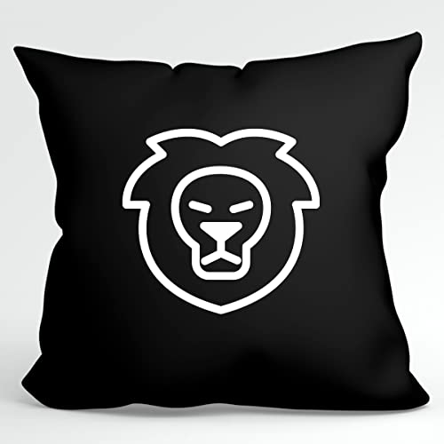 HUURAA Kissen Löwe Sternzeichen Symbol Deko Kissenbezug ohne Füllung 40x40cm Größe Black mit Tierkreiszeichen Symbol Geschenk Idee für Freunde und Familie von HUURAA