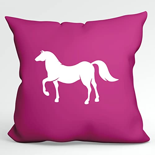 HUURAA Kissen Pferd Silhouette Deko Kissenbezug ohne Füllung 40x40cm Größe Fuchsia mit Motiv für alle Tierfreunde Geschenk Idee für Freunde und Familie von HUURAA