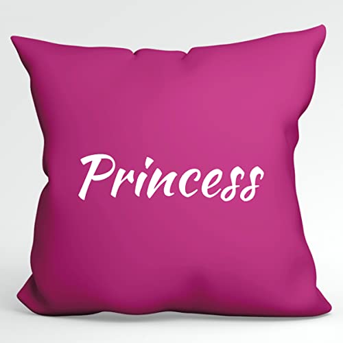 HUURAA Kissen Princess Schriftzug Deko Kissenbezug ohne Füllung 40x40cm Größe Fuchsia mit Motiv für Jede Prinzessin Geschenk Idee für Freunde und Familie von HUURAA