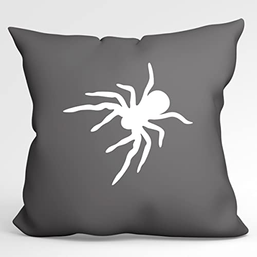 HUURAA Kissen Spinne Silhouette Deko Kopfkissen mit Füllung 40x40cm Größe Steel Grey mit Motiv für alle Tierfreunde Geschenk Idee für Freunde und Familie von HUURAA