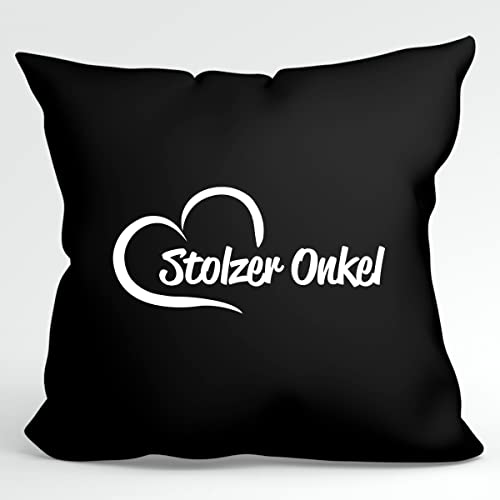 HUURAA Kissen Stolzer Onkel Herz Deko Kissenbezug ohne Füllung 40x40cm Black mit Motiv für Deine lieblings Menschen Geschenk Idee für Freunde und Familie von HUURAA