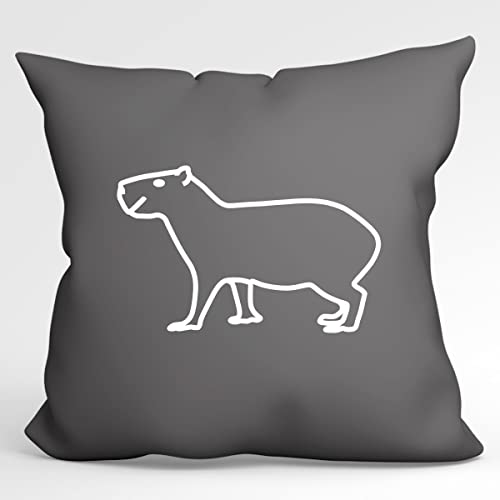 HUURAA Kissen Wombat Silhouette Deko Kissenbezug ohne Füllung 40x40cm Größe Steel Grey mit Motiv für alle Tierfreunde Geschenk Idee für Freunde und Familie von HUURAA