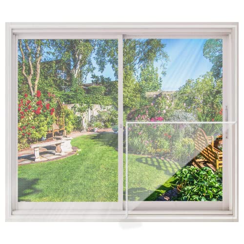 Fliegengitter Fenster 165x200cm(65x78.7in) Insektenschutz mit Starkem Klettband,Insektenschutz Fenster,schützen die Familie vor InsektenWeiß von HUUSJE