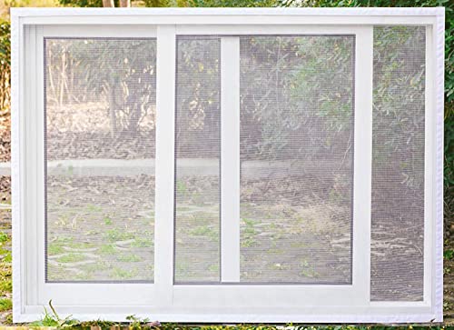 Fliegengitter Fenster 95x150cm(37.4x59in) Insektenschutz mit Starkem Klettband,Insektenschutz Fenster,schützen die Familie vor InsektenWeiß von HUUSJE