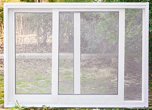 Fliegengitter für Fenster 130x200cm(51.1x78.7in) Selbstklebendes fensternetz insektenschutz,Geeignet für Holz-, Stahl-, Schiebe- und GarderobenfensterWeiß von HUUSJE