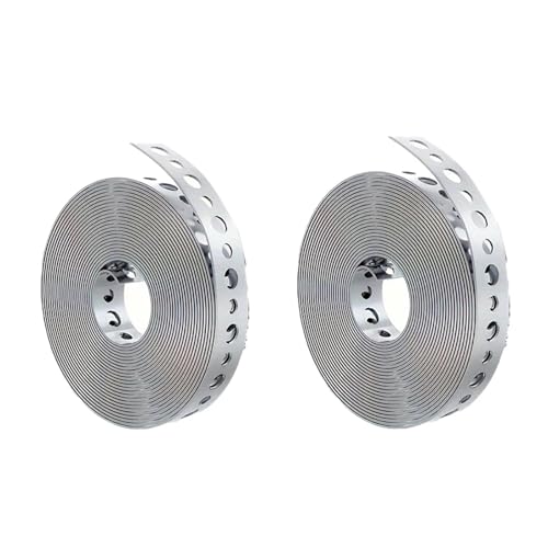 1/2 Rolle verzinktes Stahlband, vorgestanztes Metallband mit mehreren Schlitzen for Rohrhalterungen und Blecharbeiten Für Installation(2Rolls) von HUWOYG