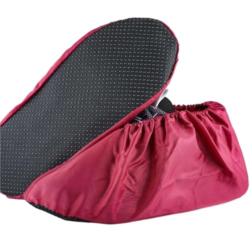 10 Paar wasserdichte, rutschfeste Schuhüberzüge, wiederverwendbar, waschbar, for den Innenbereich, Elastizität, Schuhschutz Für Verschiedene Orte(Deep red) von HUWOYG
