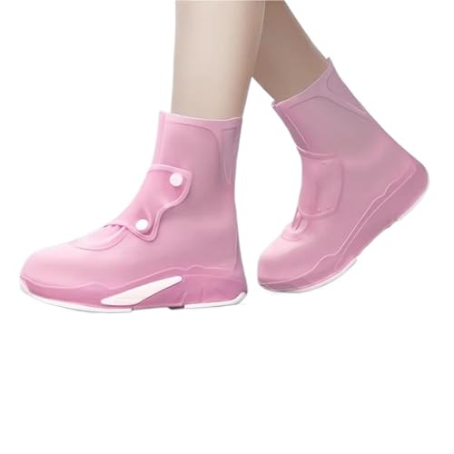 2 Paar Überschuhe for Regenschuhe, wiederverwendbar, wasserdicht, for Herren und Damen, rutschfeste, waschbar Für Verschiedene Orte(Pink,2XL fit 43-45) von HUWOYG