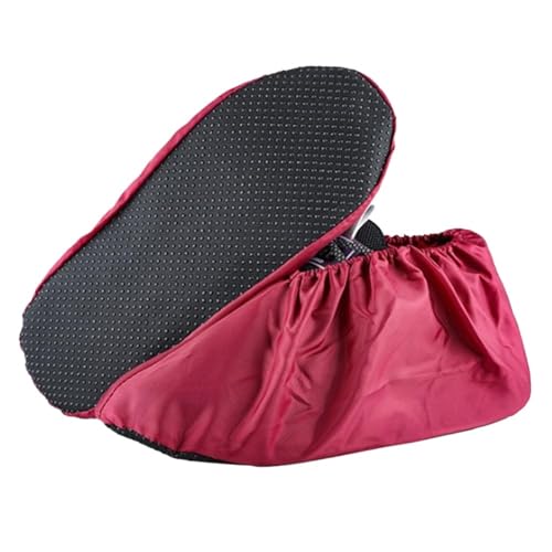 5 Paar wasserdichte Schuhüberzüge, wiederverwendbar, faltbar, rutschfest, Regenstiefelüberzüge, verschleißfester Schuhschutz, Überschuhe, Regengaloschen Für Verschiedene Orte(Deep red) von HUWOYG