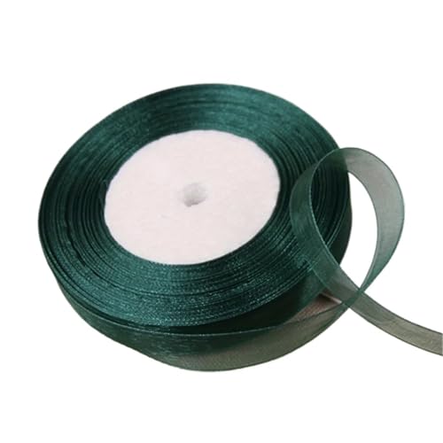 50 Yards/Rolle 10 mm Organzabänder Transparente Schneegazespitze for Geschenkverpackungen Weihnachtsfeier Deko Seidenstoff DIY Handwerk Für Basteln(Dark Green) von HUWOYG