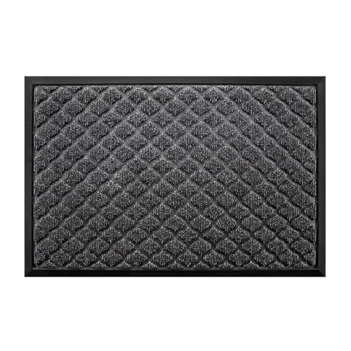 Abriebfeste Haustürmatte, rutschfeste, verschleißfeste Outdoor-Fußmatten for Schuhabstreifer, leicht zu reinigende Eingangs-Fußmatte Für Haustür Innen Und Außen(Black,60x90cm) von HUWOYG