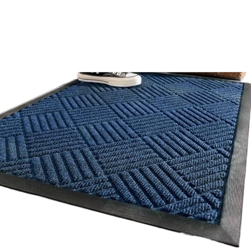 Abriebfester Gummi-Schuhschaber for die Vordertürmatte for den Innen- und Außenbereich, leicht zu reinigende Fußmatten Teppiche Für Haustür Innen Und Außen(Blue,60x90cm) von HUWOYG