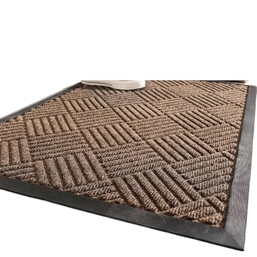 Abriebfester Gummi-Schuhschaber for die Vordertürmatte for den Innen- und Außenbereich, leicht zu reinigende Fußmatten Teppiche Für Haustür Innen Und Außen(Brown,60x90cm) von HUWOYG