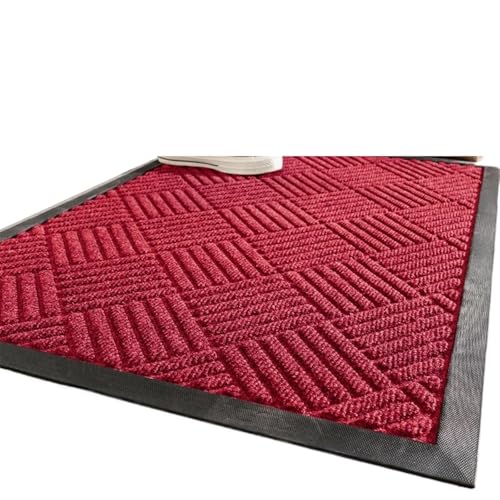 Abriebfester Gummi-Schuhschaber for die Vordertürmatte for den Innen- und Außenbereich, leicht zu reinigende Fußmatten Teppiche Für Haustür Innen Und Außen(Red,60x90cm) von HUWOYG
