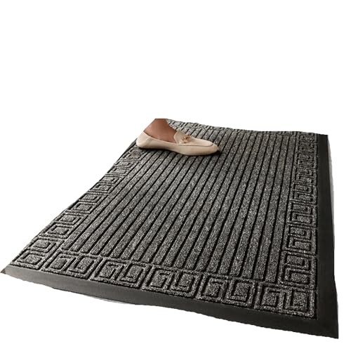 Außenmatten Eingangstür Gummi Veranda Matte Balkon Terrasse Teppich Starker, hochelastischer, verschleißfester Für Haustür Innen Und Außen(Grey,60cmx90cm) von HUWOYG