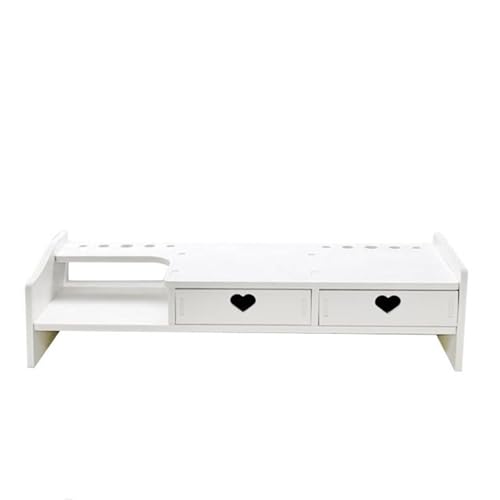 Desktop-Monitor-Ständer Monitorständer-Riser, Computer-Monitor-Riser, Computerregal, Schreibtisch-Aufbewahrungsregal, PC-Ständer, Desktop-Ständer for Notebook Für PC Monitor，Laptop(2 White Drawer) von HUWOYG