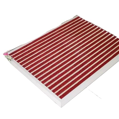 Fußmatte aus Aluminiumlegierung, Sandkratzen, rutschfest, for den Eingang, im Freien, Metallmatte for Innenmatten Für Haustür Innen Und Außen(Red,60x80cm) von HUWOYG