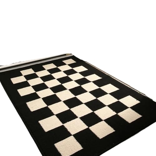 Fußmatte for den Innenbereich, Eingangstür-Teppich, Kariertes geometrisches Muster, Willkommensmatte, saugfähiger dünner Tür- und Küchenteppich draußen Für Haustür Innen Und Außen(Black 01,60x90cm) Fußmatte for den Innenbereich, Eingangstür-Teppich, Kariertes geometrisches Muster, Willkommensmatte, saugfähiger dünner Tür- und Küchenteppich draußen Für Haustür Innen Und Außen(Black 01,60x90cm) von HUWOYG