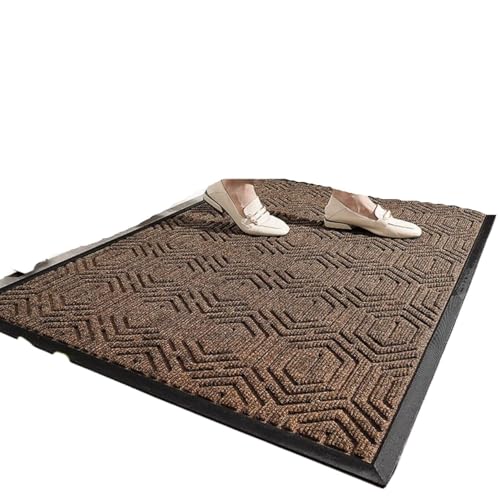 Große, rutschfeste Fußmatte for Küche, Wohnzimmer, Treppenhaus, Schlafzimmerteppich, Heimdekorationszubehör, rechteckiger Teppich Für Haustür Innen Und Außen(Cream-Brown,60X120cm) von HUWOYG
