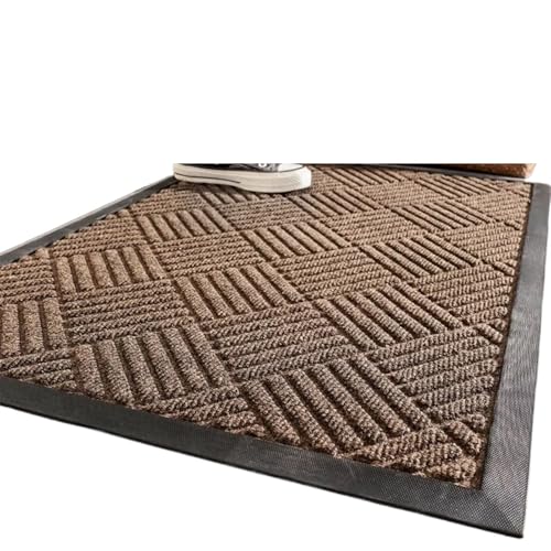 Gummi-Außenmatte, leicht zu reinigende Fußmatte, Schuhabstreifer for drinnen und draußen, Haushalts- Gewerbe-Fußmatten Für Haustür Innen Und Außen(Brown,45x75cm) von HUWOYG